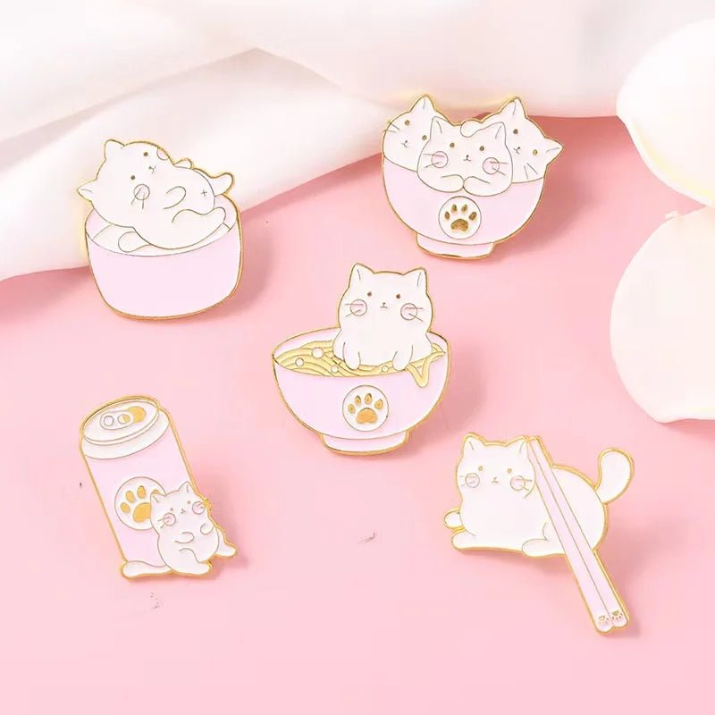 Cute Cat Food Enamel Pin - Clothing Pin - Scribble Snacks