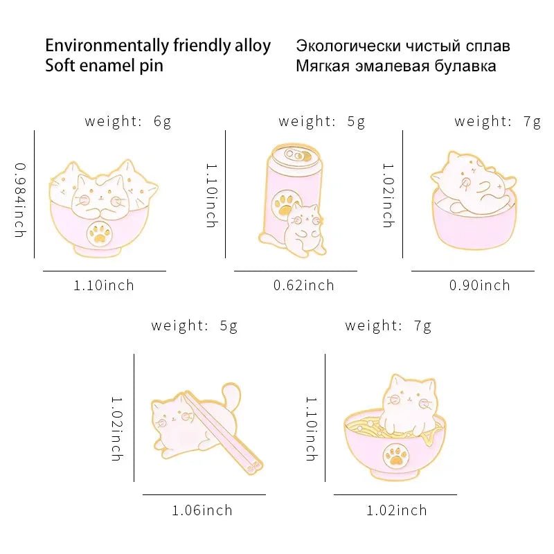 Cute Cat Food Enamel Pin - Clothing Pin - Scribble Snacks