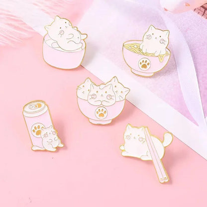 Cute Cat Food Enamel Pin - Clothing Pin - Scribble Snacks