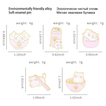 Cute Cat Food Enamel Pin - Clothing Pin - Scribble Snacks