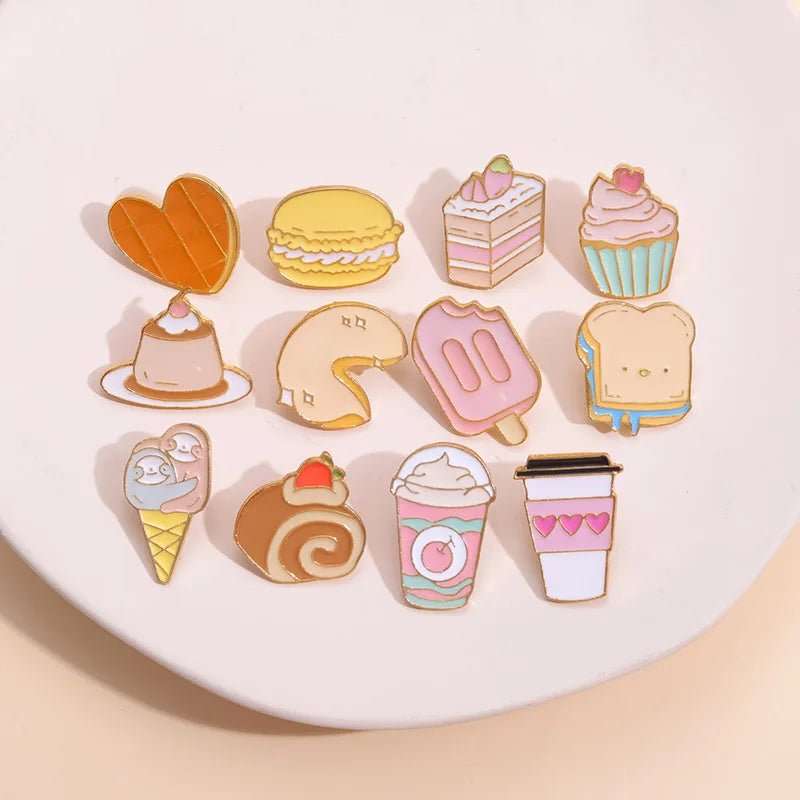 Cute Food Enamel Pins Set - Clothing Pin - Scribble Snacks