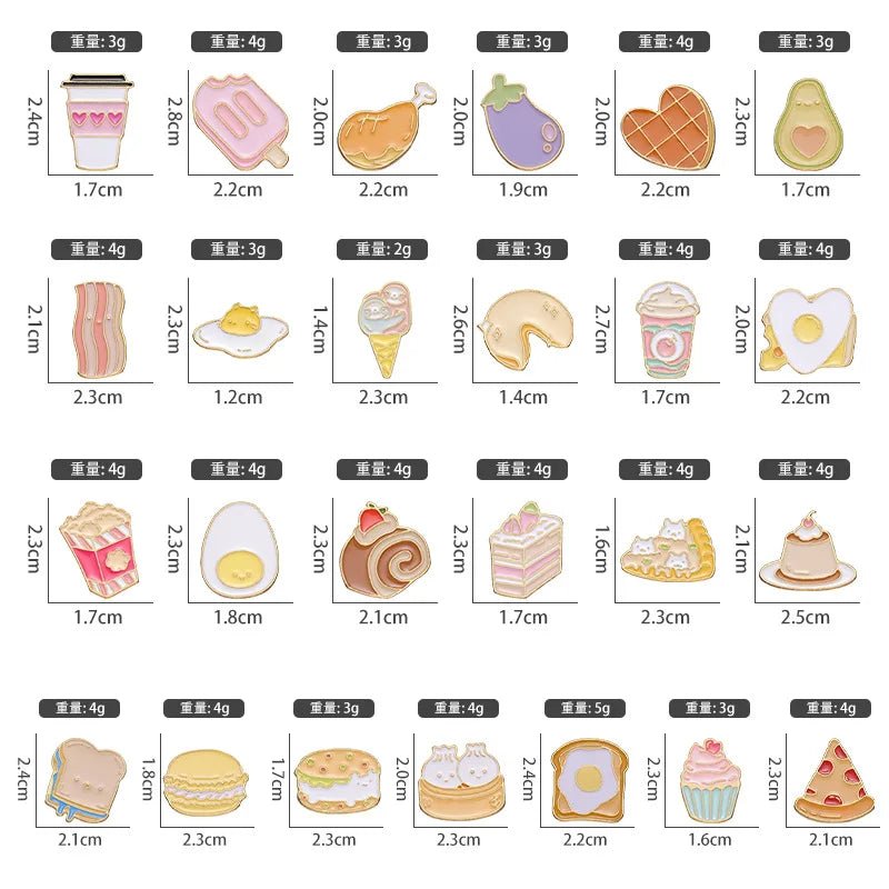 Cute Food Enamel Pins Set - Clothing Pin - Scribble Snacks