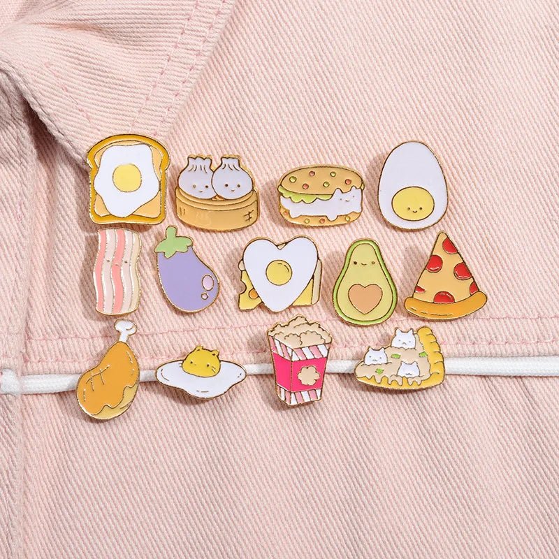 Cute Food Enamel Pins Set - Clothing Pin - Scribble Snacks