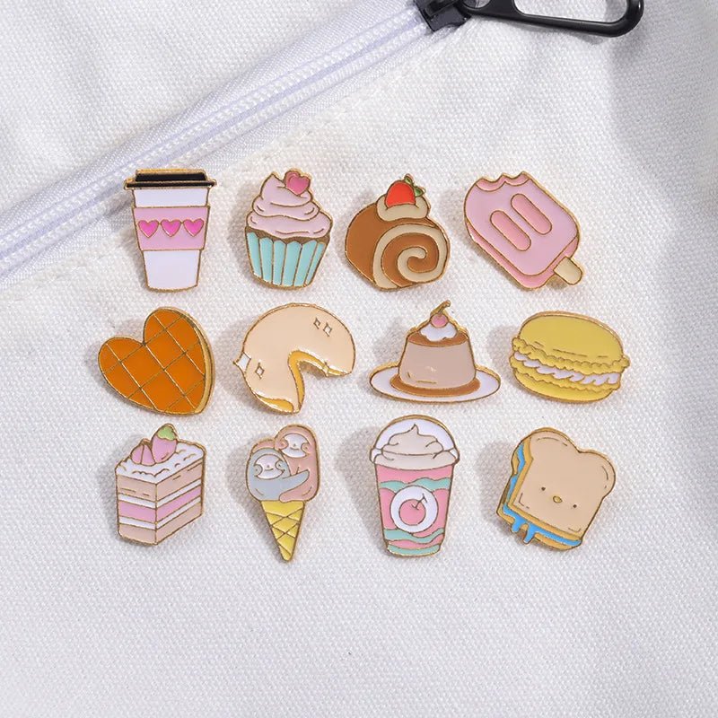 Cute Food Enamel Pins Set - Clothing Pin - Scribble Snacks