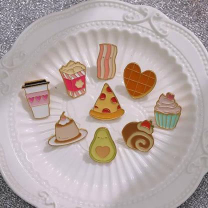 Cute Food Enamel Pins Set - Clothing Pin - Scribble Snacks