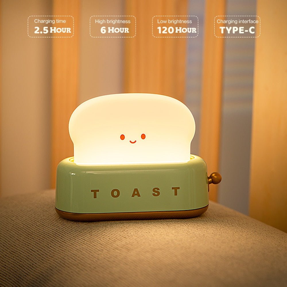 Cute Toast Night Light, Rechargeable Lamp - Lamp / Lighting - Scribble Snacks
