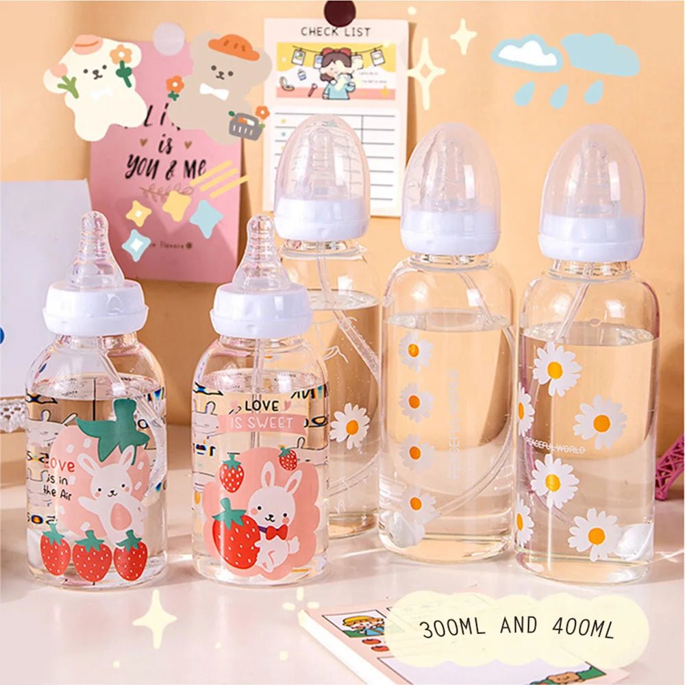 Daisy Delight Glass Straw Bottle - Water Bottles - Scribble Snacks