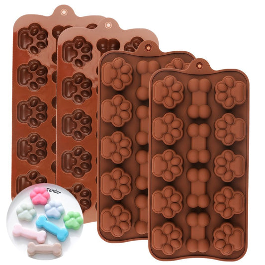 Dog Footprint Silicone Chocolate Mold - New Cake Molds for Ice Cubes, Candy, Baking & Frozen Dog Pet Treats - Ice Cube Trays - Scribble Snacks