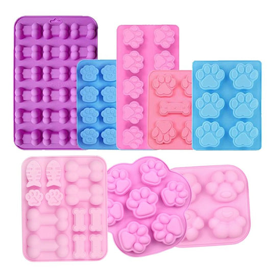 Dog Paw and Bone Silicone Mold - Ideal for Ice Cubes, Pet Frozen Treats, Cupcake Toppers, Baking Accessories - Ice Cube Trays - Scribble Snacks