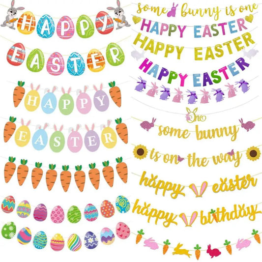 Easter Bunny & Carrots Garland - Easter - Scribble Snacks