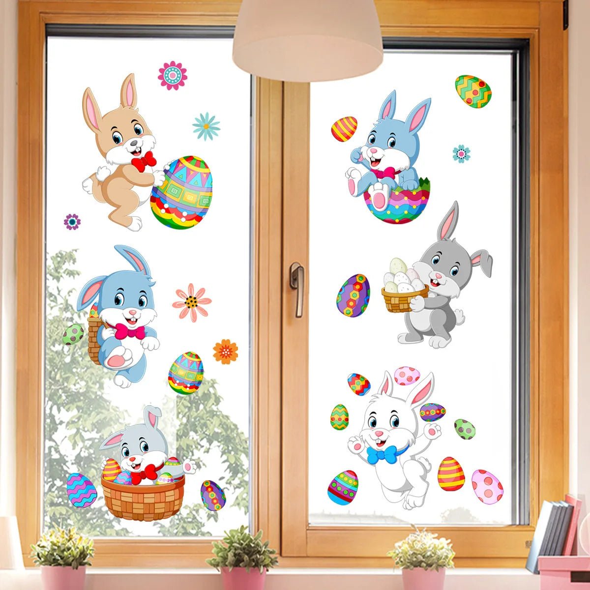 Easter Bunny Egg Window Stickers - Easter - Scribble Snacks