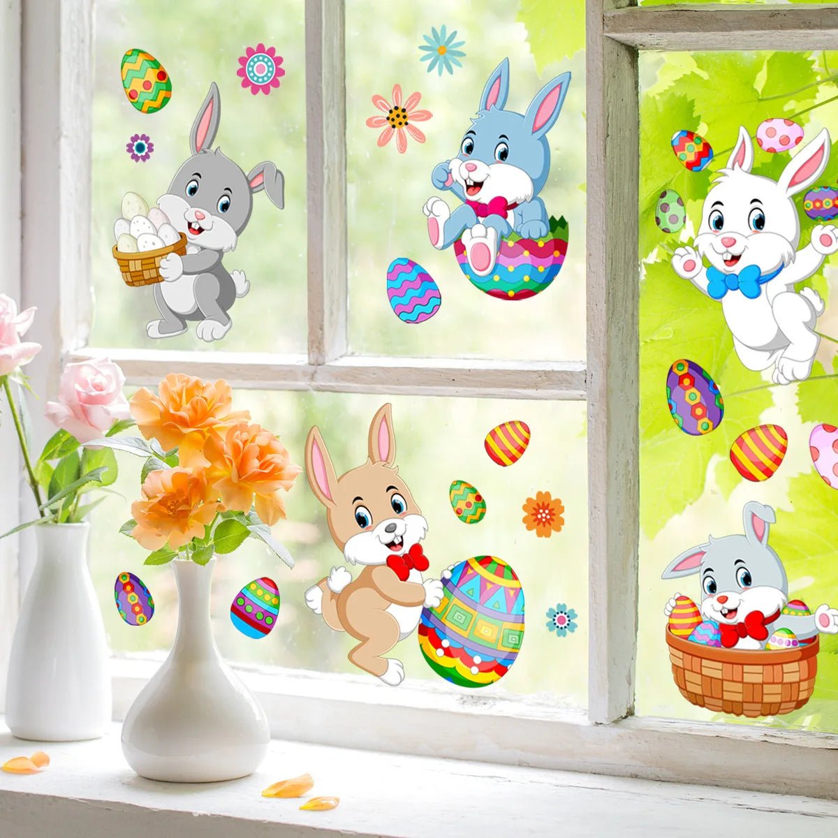 Easter Bunny Egg Window Stickers - Easter - Scribble Snacks