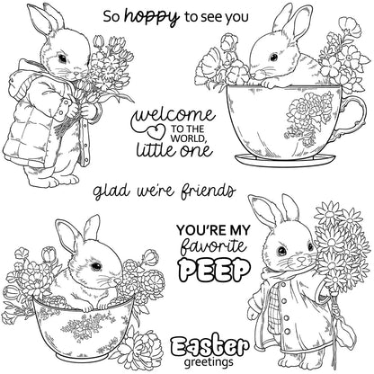 Easter Rabbits Cup Dies Stamps - Easter - Scribble Snacks