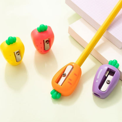 Eat Your Veggies - Carrot-shaped Pencil Sharpener Set - 4 Pieces - Scribble Snacks