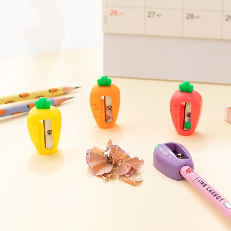 Eat Your Veggies - Carrot-shaped Pencil Sharpener Set - 4 Pieces - Scribble Snacks