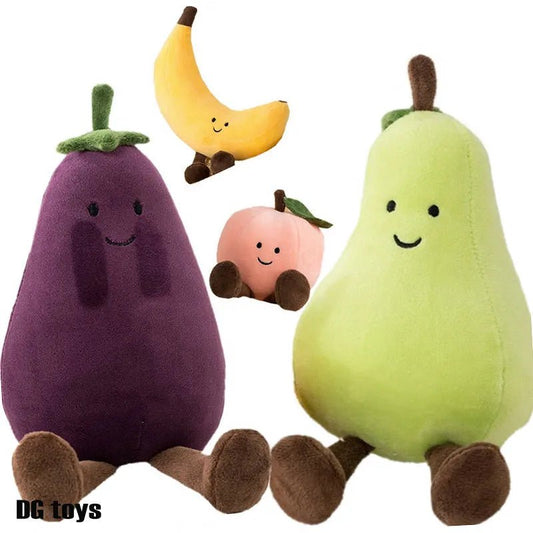 Eggplant Peach Pear Plushie Doll - Soft Plush Toys - Scribble Snacks