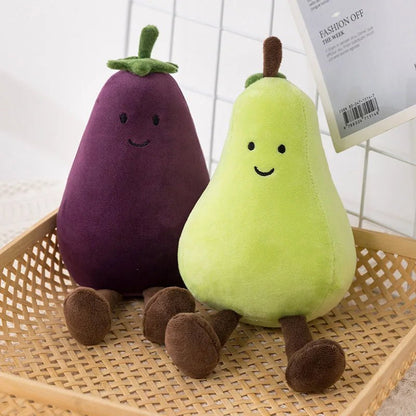 Eggplant Peach Pear Plushie Doll - Soft Plush Toys - Scribble Snacks