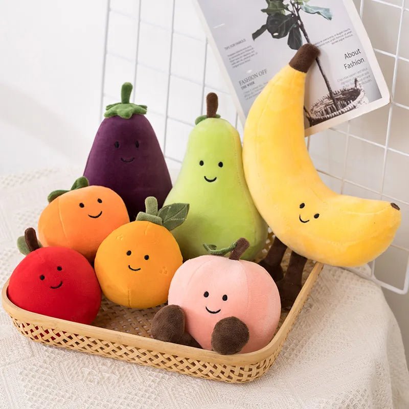 Eggplant Peach Pear Plushie Doll - Soft Plush Toys - Scribble Snacks