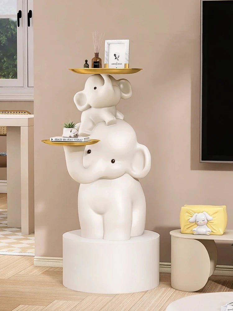 Elephant Family Resin Side Table - Sculptures & Tables - Scribble Snacks