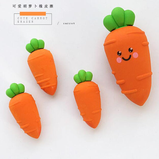 Erase to the Core - Fruit Carrot Pencil Erasers - Set of 3 - Erasers - Scribble Snacks