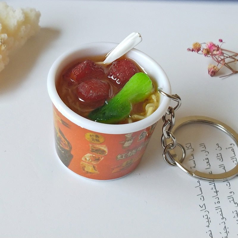 Essence of Beef Keychain - Fun Braised Beef Noodles Keychain Food Pendant - Keychains - Scribble Snacks