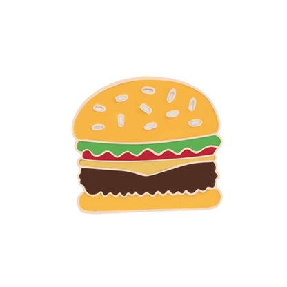 Fast Food Enamel Brooch Pins: Pizza, Hamburger, Hot Dog - Clothing Pin - Scribble Snacks