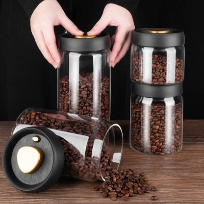 Fresh Beans Vacuum-Sealed Glass Jar - Coffee Makers & Equipment - Scribble Snacks