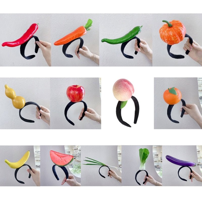 Fruit and Vegetable Headbands: Carrot, Banana, Orange - Adult Unisex Hair Hoop - Headbands - Scribble Snacks