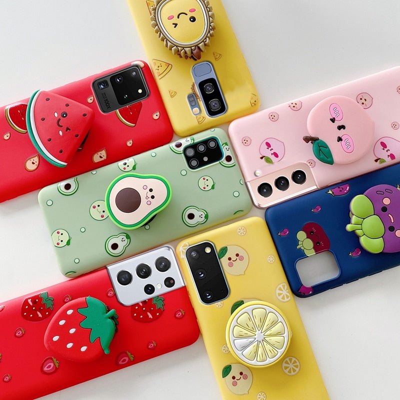 Fruit Fiesta Stand - 3D Silicone Fruit Phone Holder for Samsung Galaxy S22/S21/S20 & More - Android Cases - Scribble Snacks