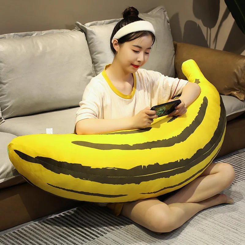 Giant Banana Plush Cushion - Soft Plush Toys - Scribble Snacks