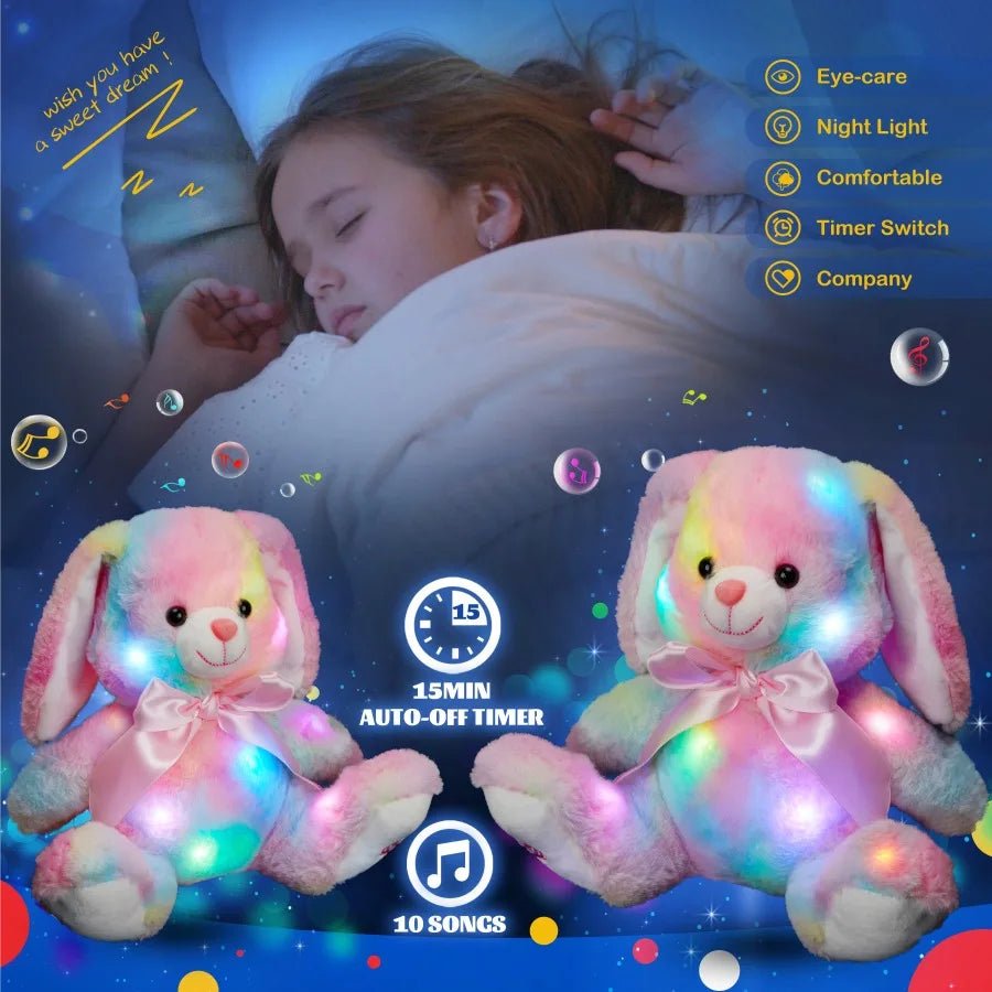 Glowing Rainbow Bunny Plush Toy - Soft Plush Toys - Scribble Snacks