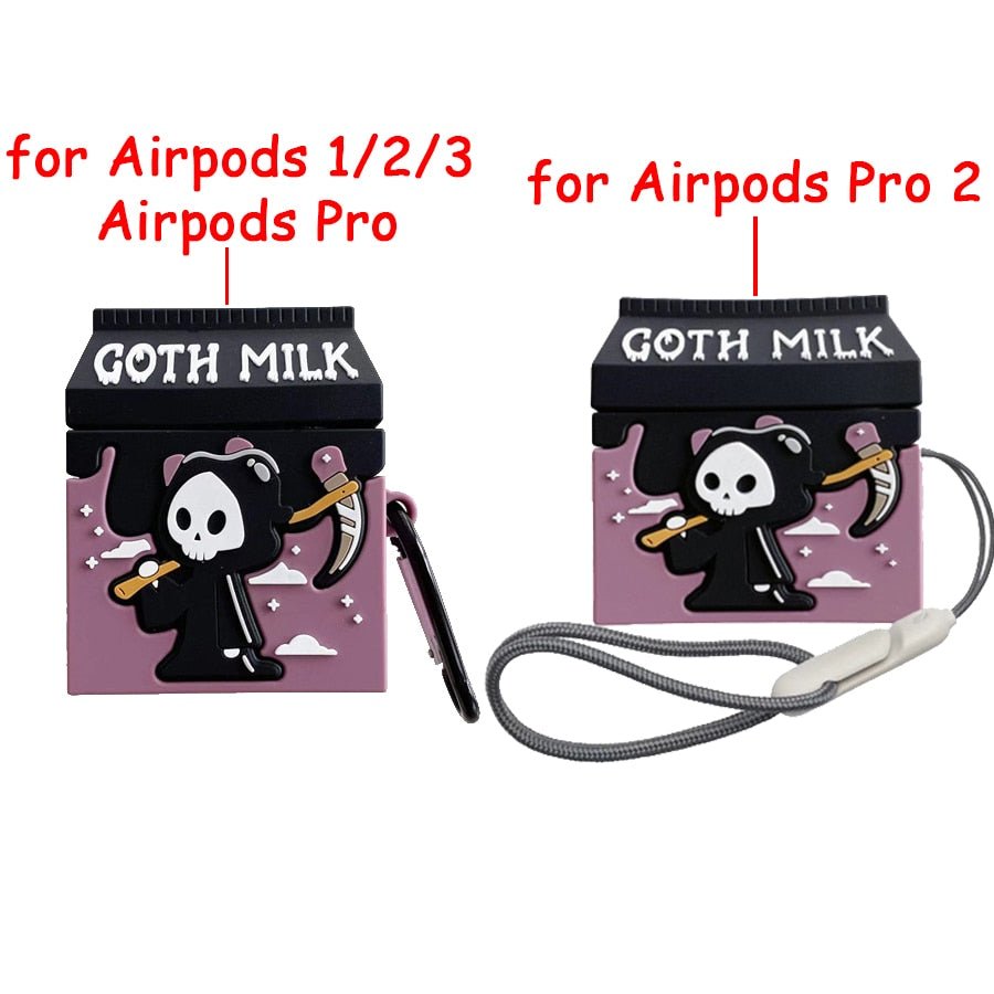 Goth Milk Carton Silicone AirPods Pro/2/1 Case - Airpods Cases - Scribble Snacks