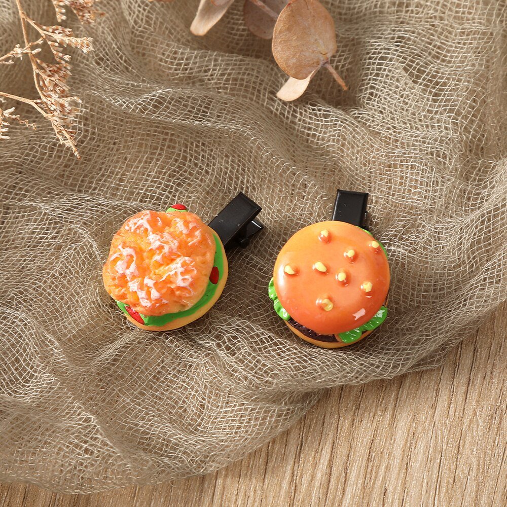 Hamburger & French Fries Mini Hair Clips - Hair Clip - Scribble Snacks