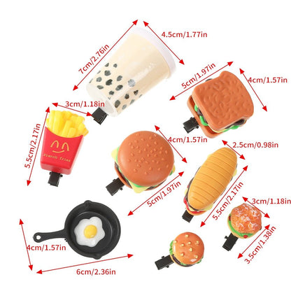 Hamburger & French Fries Mini Hair Clips - Hair Clip - Scribble Snacks