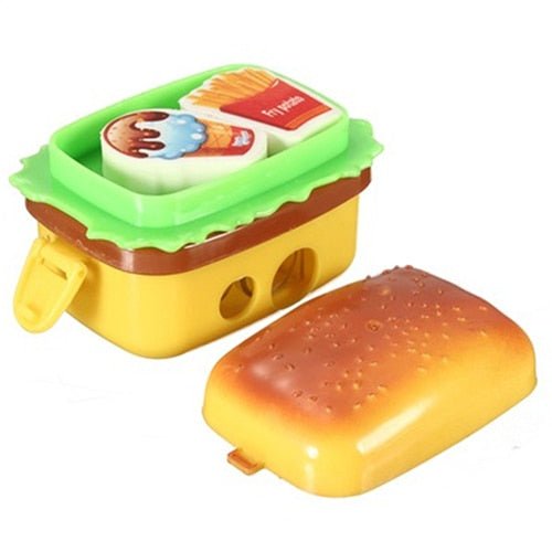 Hamburger Pencil Sharpener with Two Erasers - Pencil Sharpeners - Scribble Snacks