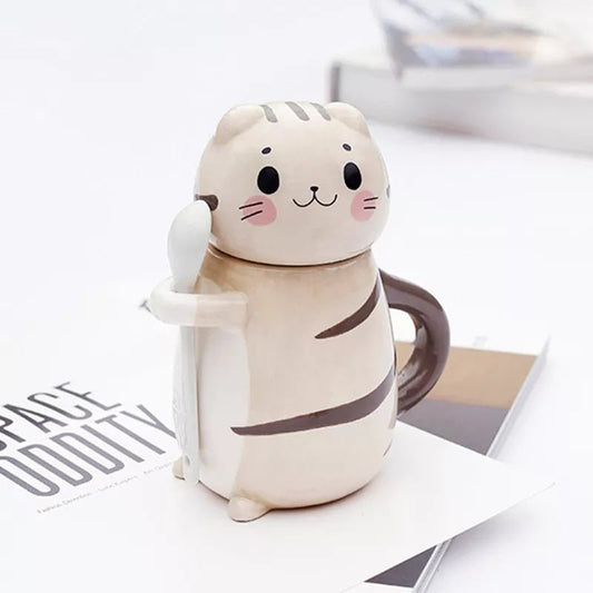 Hand-Painted Cat Ceramic Mug - Mugs - Scribble Snacks