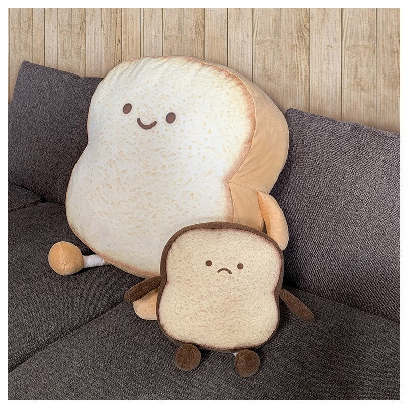 Happy/Sad Toast Plush Pillow Toy with Baby Bottle Design - Soft Plush Toys - Scribble Snacks