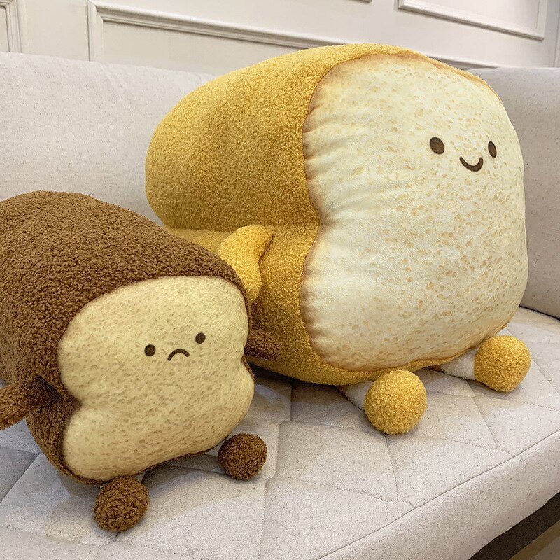 Happy/Sad Toast Plush Pillow Toy with Baby Bottle Design - Soft Plush Toys - Scribble Snacks