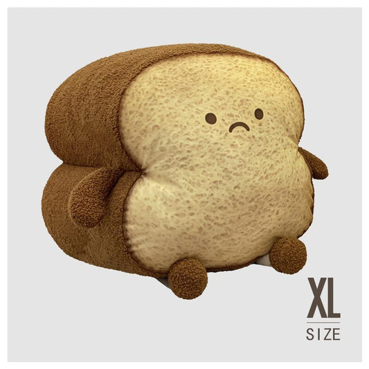 Sad toasted brown loaf plush cushion, size XL