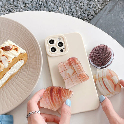 Japanese Bread Stand - Japan 3D Food Bread Bracket Ring Holder for iPhone 12/13 & More - iPhone Cases - Scribble Snacks