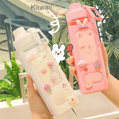 Kawaii Bear Straw Water Bottle - Water Bottles - Scribble Snacks