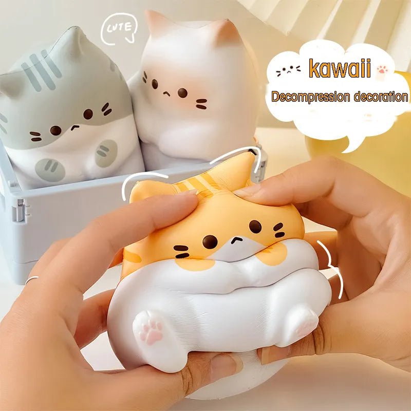 Kawaii Cat Stress Ball Toy - Soft Plush Toys - Scribble Snacks