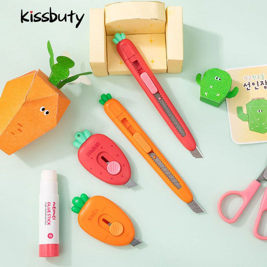 Kawaii Mini Craft Knife - Carrot and Strawberry Designs for Craft, Utility and Letter Opening - Scissors & Craft Knives - Scribble Snacks
