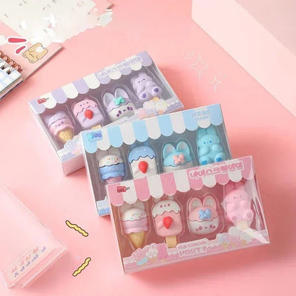 Kawaii Rabbit Ice Cream Erasers - Erasers - Scribble Snacks