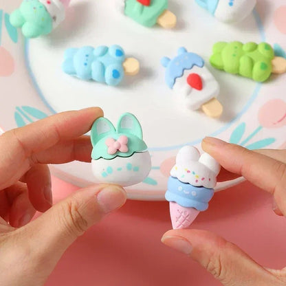 Kawaii Rabbit Ice Cream Erasers - Erasers - Scribble Snacks