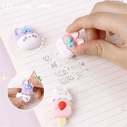 Kawaii Rabbit Ice Cream Erasers - Erasers - Scribble Snacks