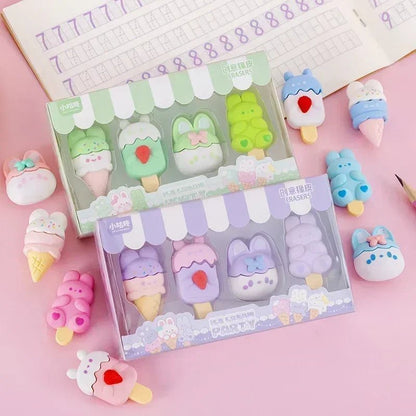 Kawaii Rabbit Ice Cream Erasers - Erasers - Scribble Snacks