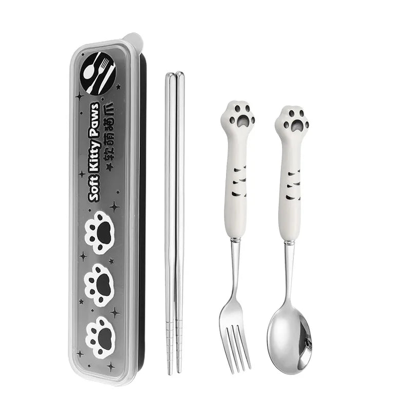 Kitten Paw Stainless Steel Cutlery Set - Cutlery Set - Scribble Snacks