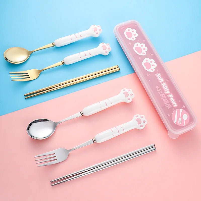 Kitten Paw Stainless Steel Cutlery Set - Cutlery Set - Scribble Snacks