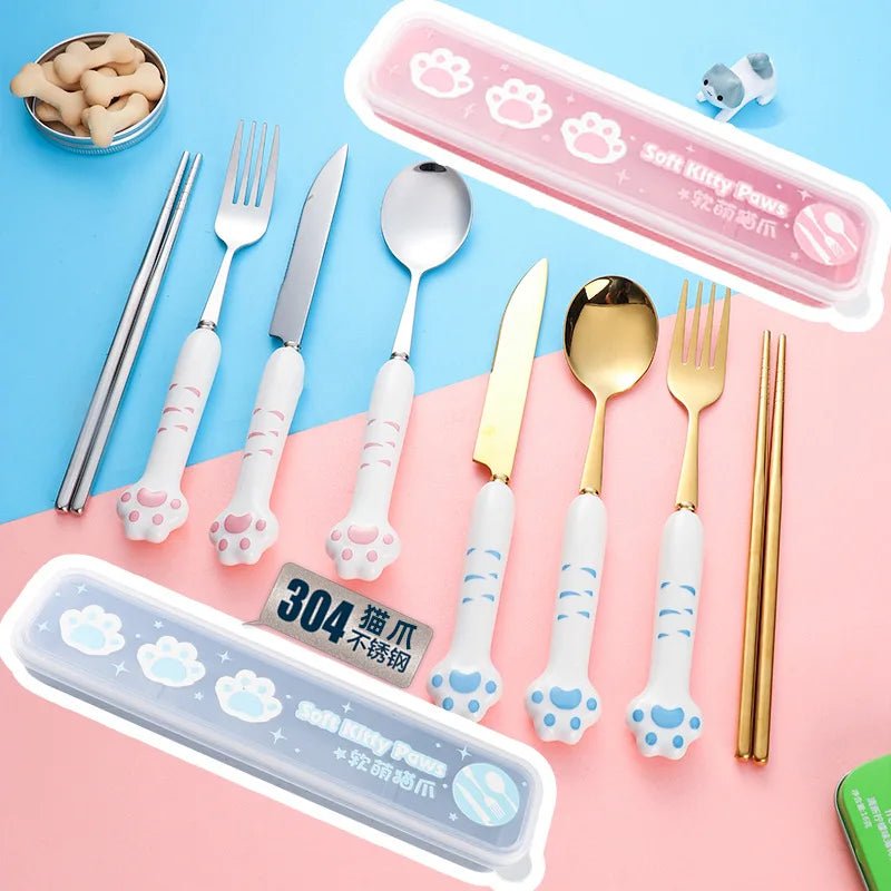 Kitten Paw Stainless Steel Cutlery Set - Cutlery Set - Scribble Snacks